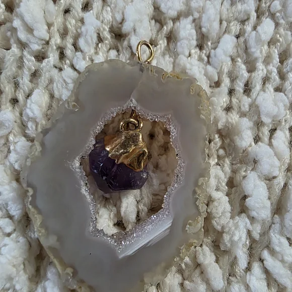 Crystal Pendant with Amethyst Accent - Picture 4 of 5